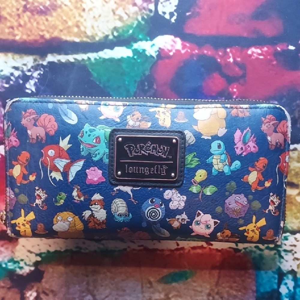 Loungefly Pokémon Blue Wallet with Original Characters - Used